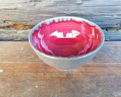 keramik schale grau rot klein